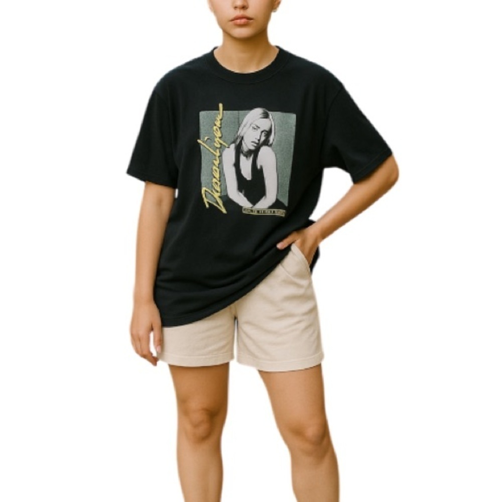 H&M + Dua Lipa Collab Baggy Oversized Graphic Band Tee Black Don’t Start Now M